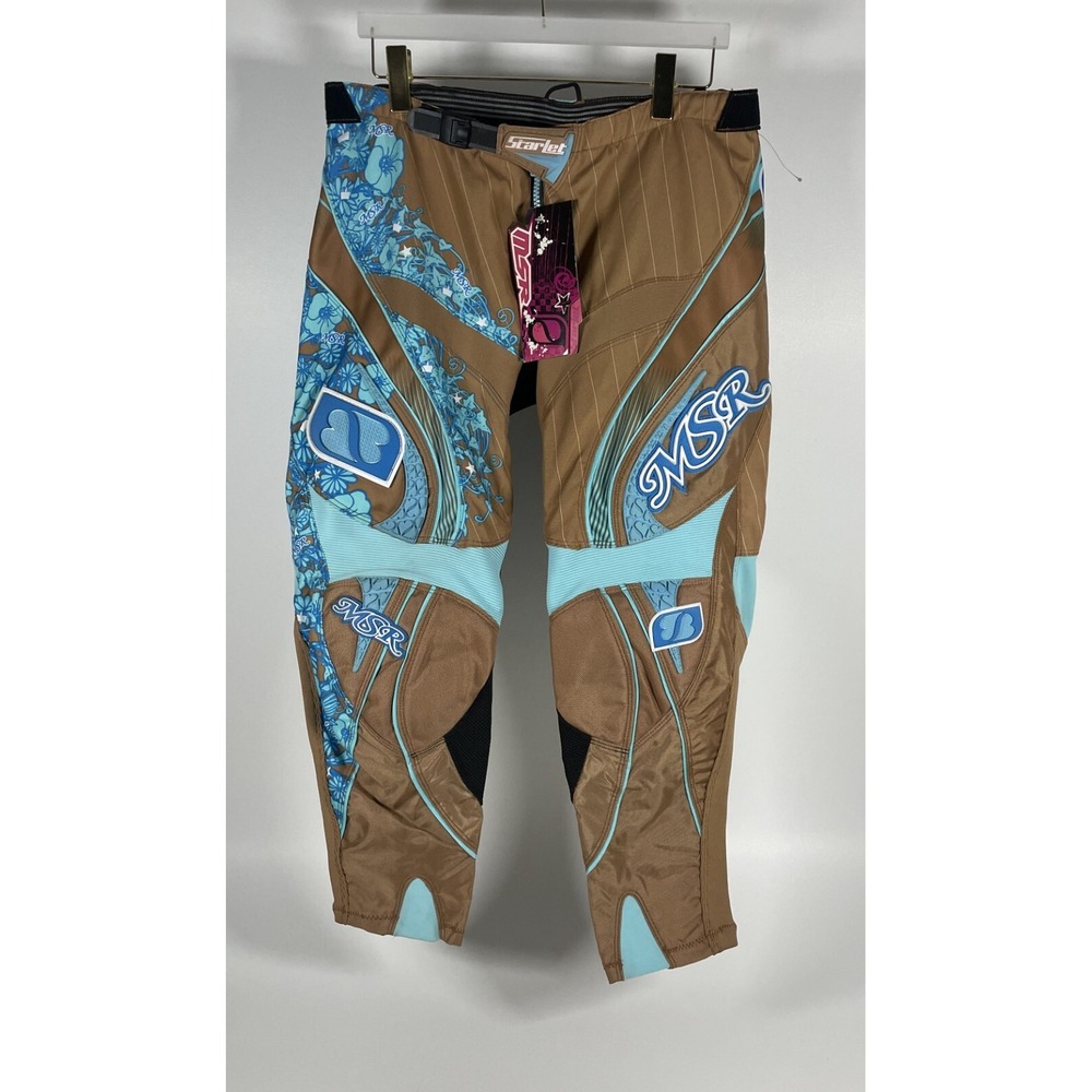 MSR Women's Starlet Motocross Pants - Size 14, Brown/Blue with Floral Design, NW